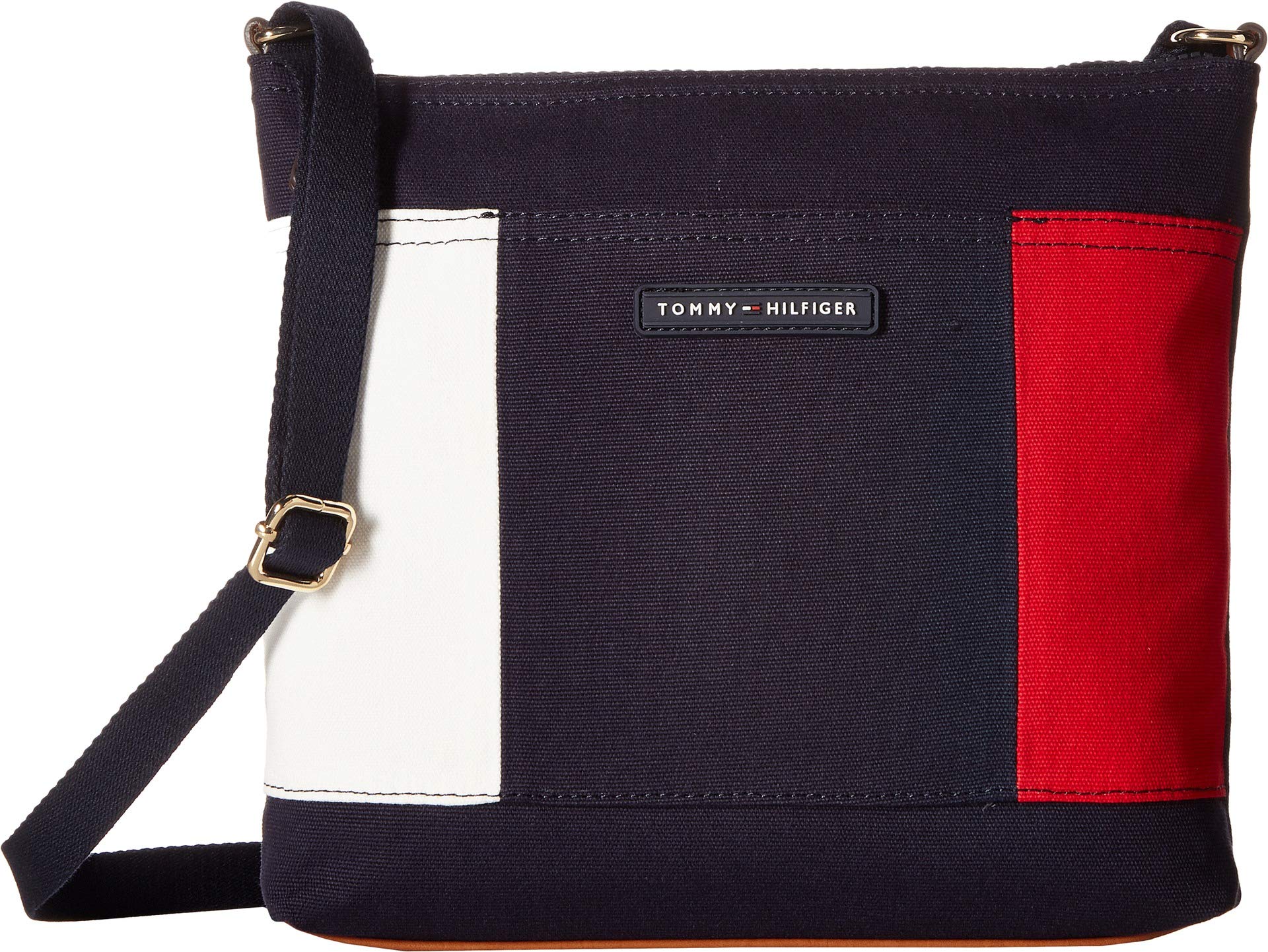 Tommy Hilfiger womens Crossbody for Women TH Flag Canvas, Navy, One Size