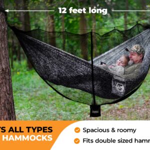 Foxelli XL Hammock Net – 12ft Net for Hammocks, Lightweight Portable Hammock Netting, Fast and Easy Set Up, Fits All Camping Hammocks