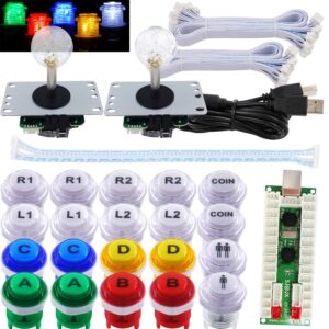 sj@jx 2 player arcade game led diy kit led button zero delay usb encoder mechanical keyboard switch for pc raspberry pi arcade fight joystick xbox style color led