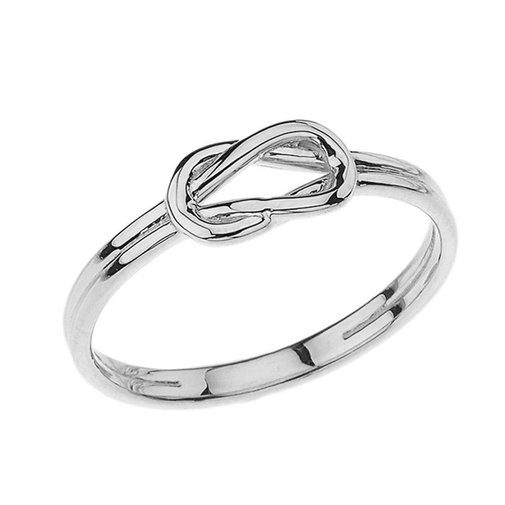 Claddagh Rings Modern 10k White Gold Hercules Love Knot Promise Ring (Size 5.5)