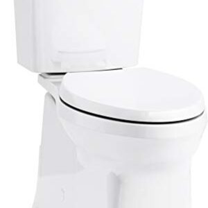 KOHLER 5709-0 Corbelle ContinuousClean XT Two-Piece Elongated Toilet with Skirted Trapway, Left-Hand Trip Lever, 1.28 GPF, White