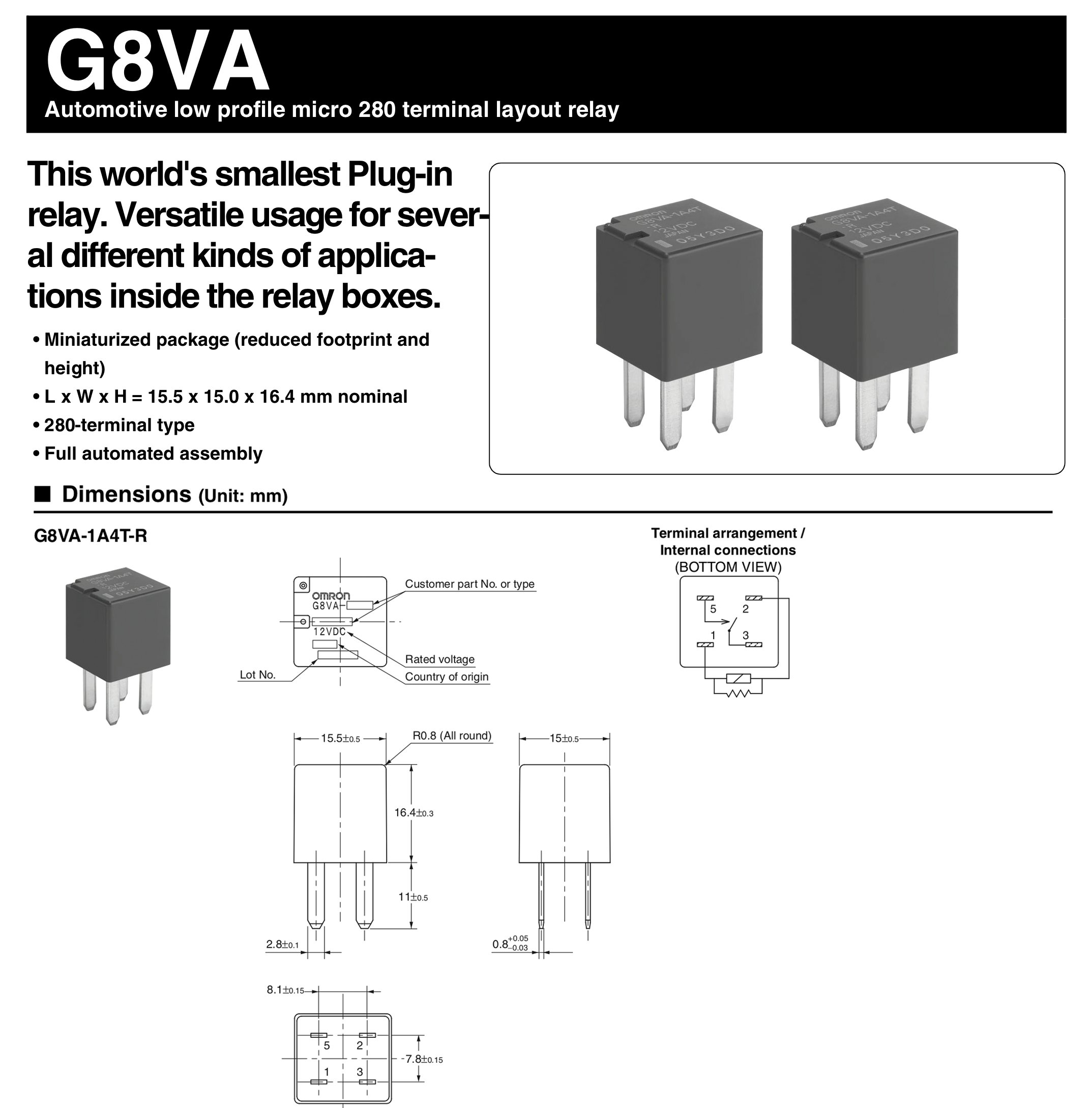 DVPARTS 4 Pin Automotive Relay G8VA1A4TR01 68207357AA 68207357AA 68055797AA 68207357AA DC12 G8VA-1A4T-R01 VH28-11F24-S01 VH2811F24S01