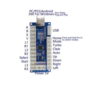 SJ@JX Arcade Game LED DIY Kit Arcade Joystick Zero Delay PS3 USB Encoder PS5 Controller Arcade LED Button Mechanical Keyboard Switch