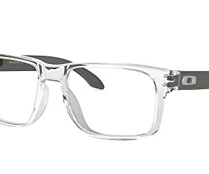 Oakley Men's Ox8156 Holbrook Rx Square Prescription Eyeglass Frames, Polished Clear/Demo Lens, 56 mm