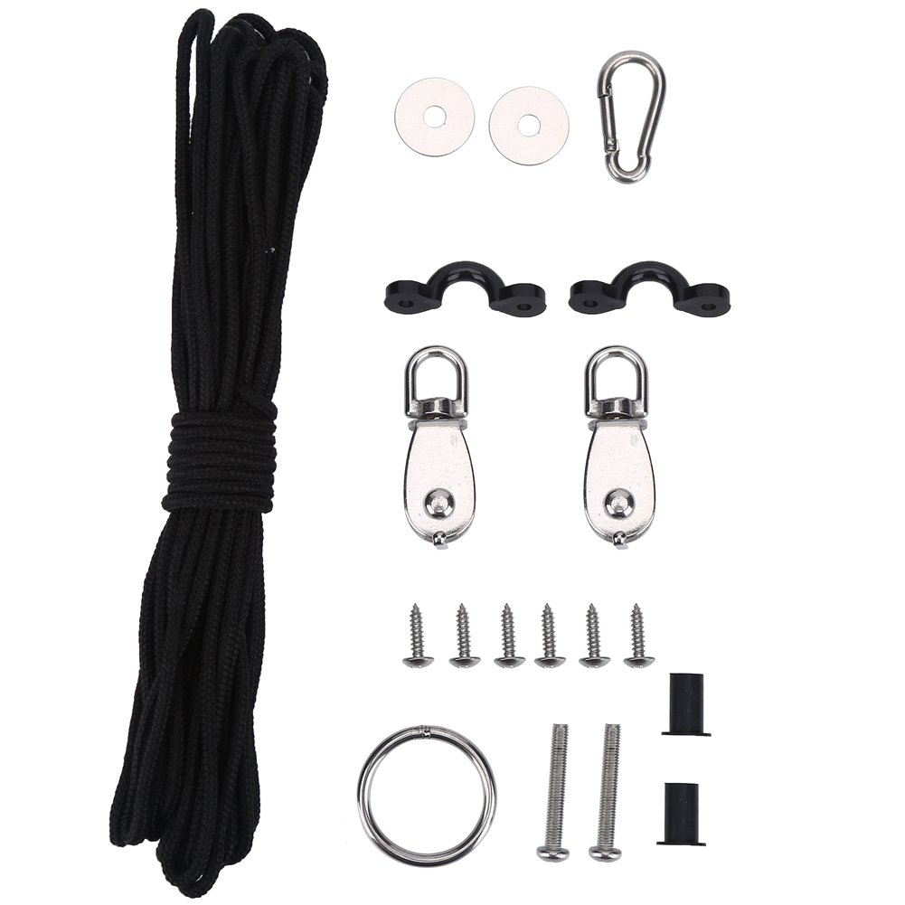 Dilwe Anchor Trolley Kit, Stable Anchor Trolley Kit System with Pulley Pad Eye Ring Hook Accessory Set for Kayak Canoe Boat