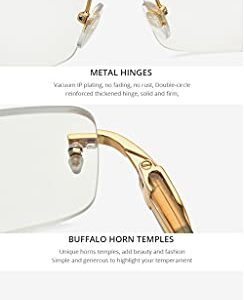 HEPIDEM 100% Really Buffalo Horn Handmade Glasses Square Rimless Spectacles 0816 (white, 61)