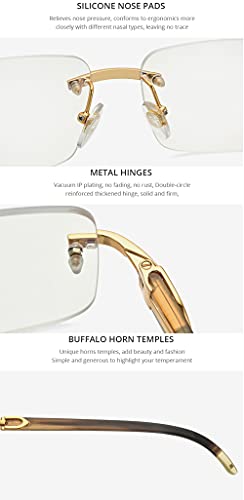 HEPIDEM 100% Really Buffalo Horn Handmade Glasses Square Rimless Spectacles 0816 (white, 61)