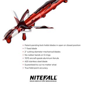 BLOODSPORT Nitefall Hunting Rear-Deploying Hybrid Mechanical Broadhead for Compound Bows and Crossbows - 100 Grains | 2" Cutting Diameter | 3 Pack