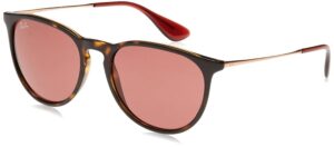 ray-ban rb4171 erika round sunglasses, havana/dark violet, 54 mm