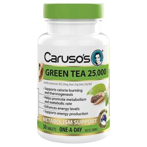 carusos natural health one a day green tea 50 tablets