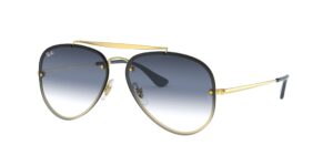 ray-ban rb3584n blaze aviator sunglasses, demi gloss gold/clear/blue/grey gradient, 61 mm