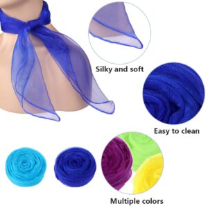 IETANG 10 Pieces 1950's Retro Classic Chiffon Scarves Hemmed Square Sheer Neck Scarf Juggling Dance Scarf Set (Set A-10pc)