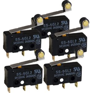 omron ss5gl2 microswitch 125 vac, 5a micro limit switch, hinge roller momentary snap action (pack of 5)