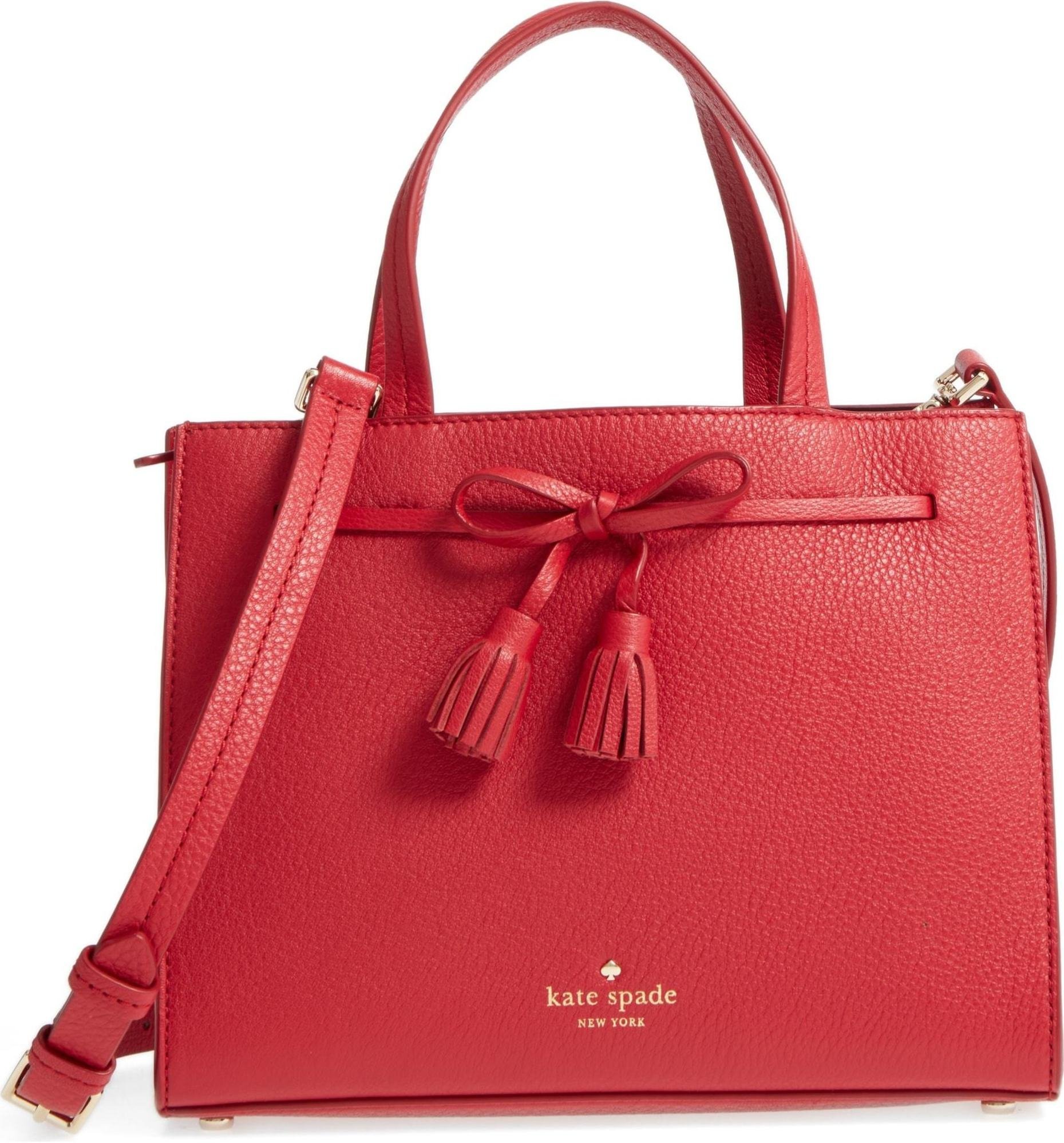 Kate Spade New York Hayes Street Isobel Sam Pebble Leather Satchel Bag, Rosso Red