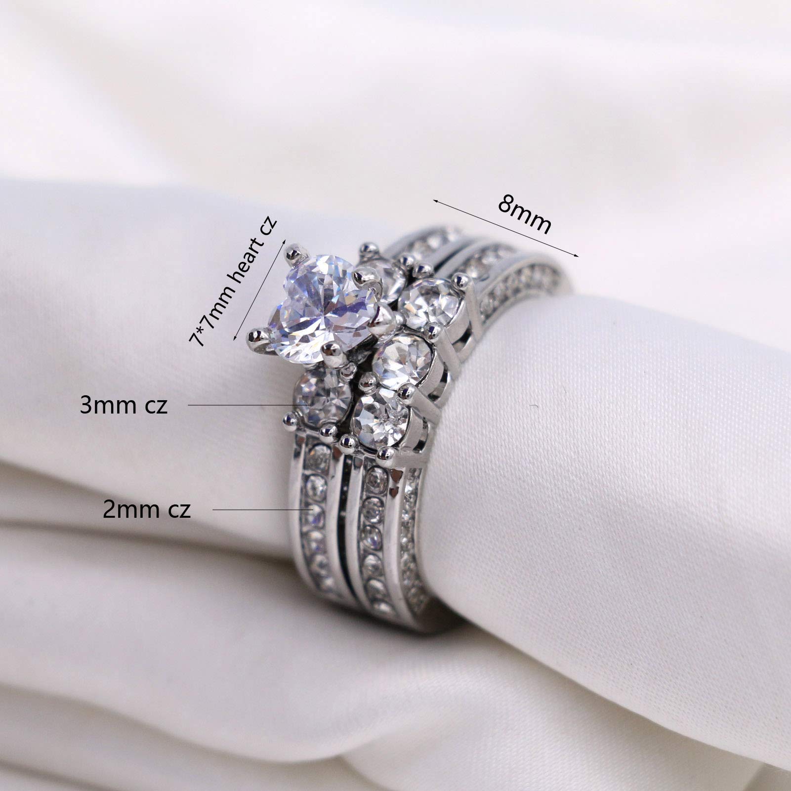 LOVERSRING His and Hers Engagement Wedding Rings Bands Set Stainless Steel Cubic Zirconia Promise Anniversary Ring for Women CZ Couples Bridal Sets Mens Matching Band