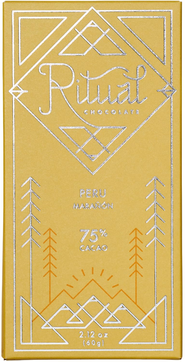 Ritual Dark Chocolate Bar, Peru 75% Cacao, Notes of Peanuts, Marshmallow & Apricot, 2.12 oz