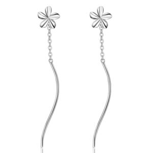 Wavy Long Link Plumeria Flowers Tassel Earrings for Women Teen Girls Elegant Earrings Party Gift