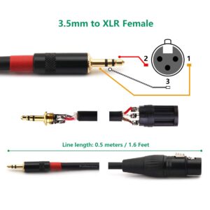 NANYI 3.5mm (1/8 Inch) TRS Stereo Male to XLR Female Interconnect Audio Microphone Cable, Suitable for iPod, Mobile Phone, Active Speakers, Stage, DJ, Studio Audio Console, 0.5M (1.6FT)