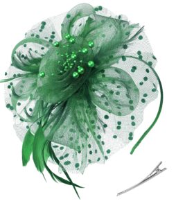 st patricks day fascinators hat for women tea party headband kentucky derby wedding cocktail mesh 7" hair clip 1pc