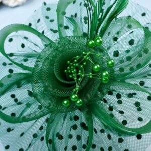 St Patricks Day Fascinators Hat for Women Tea Party Headband Kentucky Derby Wedding Cocktail Mesh 7" Hair Clip 1pc