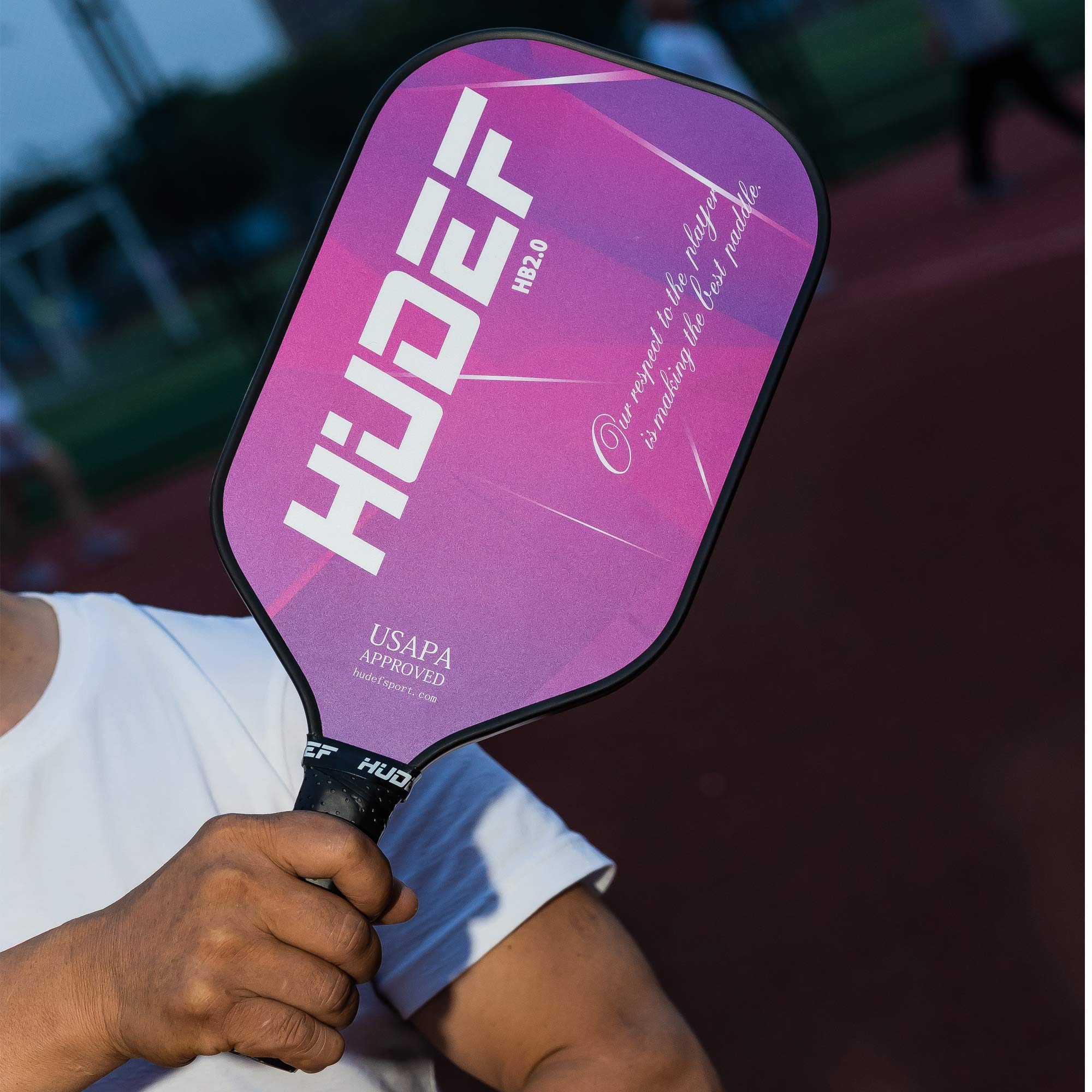 HUDEF Pickleball Single Paddle, Lightweight Graphite Carbon Fiber Face Pickleball Paddle Racquet Rackets Elongated Pickleball Paddles,Honeycomb Core,Cushion Comfort Grip USAPA Approved