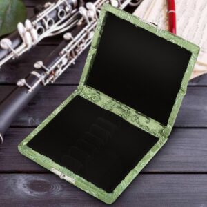 Oboe Reed Case,Protect Against Moisture Wooden + Silk Cloth Cover Reed Case Holder Storage Box for 6pcs Oboe Reeds Maple Wooden (Green)