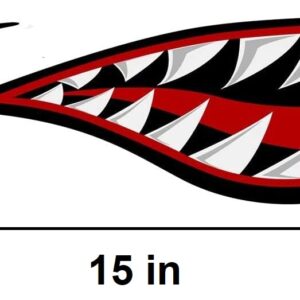 2 pcs Reflective Left and Right Big Set, Shark Teeth Mouth Kayak Sticker Decals, 15 inches - Fishing Boat Canoe Kayak Graphics Accessories