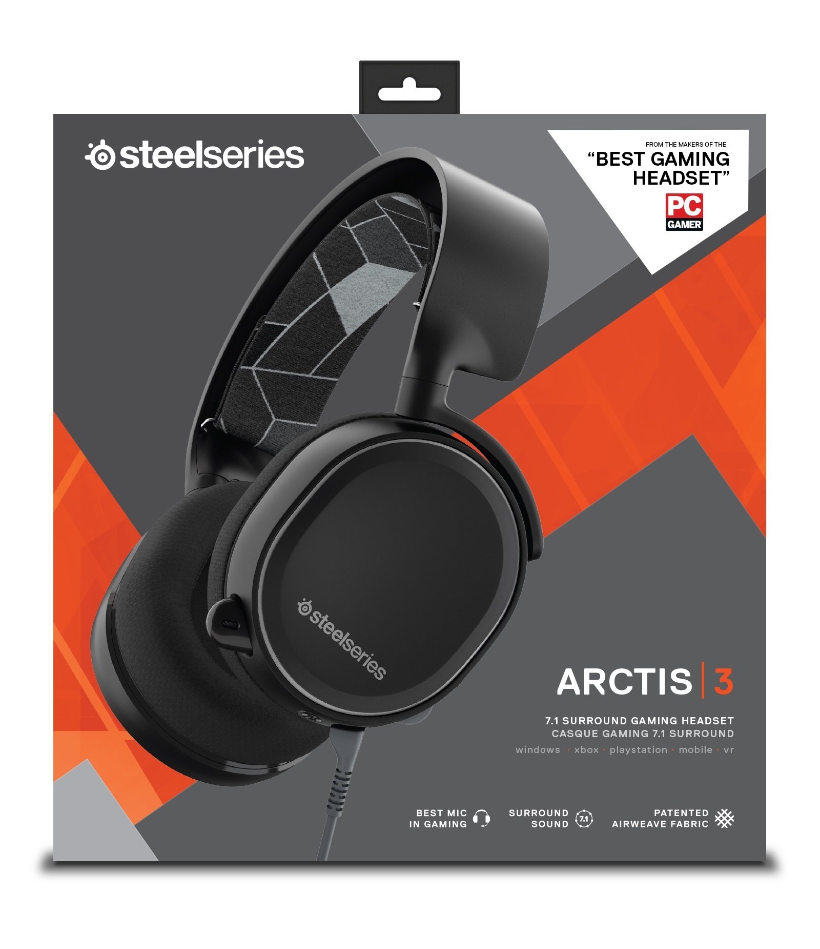 SteelSeries Arctis 3 - All-Platform Gaming Headset - for PC, PlayStation 5, Xbox One, Nintendo Switch - Black