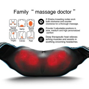 Mo Cuishle Shiatsu Back Shoulder and Neck Massager with Heat, Electric Deep Tissue 4D Kneading Massage, Best Gifts for Women Men Mom Dad, Fathers Day, Mothers Day, Christmas Gifts