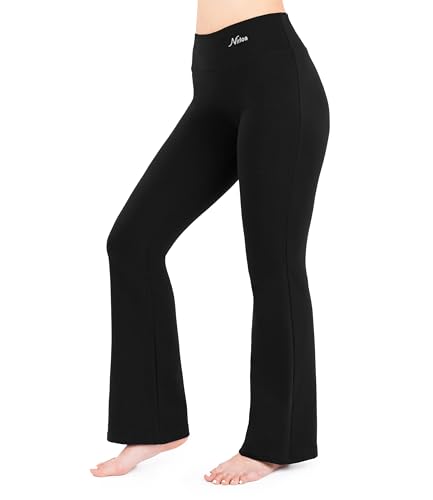 Nirlon Women's Bootcut Yoga Pants - Flare Leggings Yoga Pants Women Soft & Breathable Womens Yoga Pants Flared Leggings Regular & Plus Size Yoga Pants for Women Wide Leg (3XL 28" Inseam, Black)