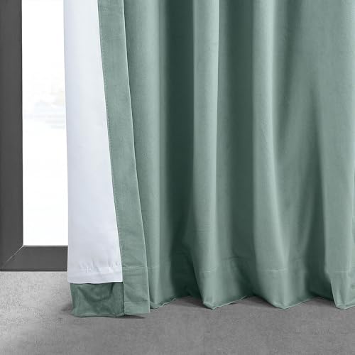 HPD Half Price Drapes Signature Velvet Thermal Blackout Curtains for Living Room 84 Inch Long (1 Panel) Rod Pocket Insulated Blackout Curtains for Bedroom Window Curtains, 50W x 84L, Skylark Blue