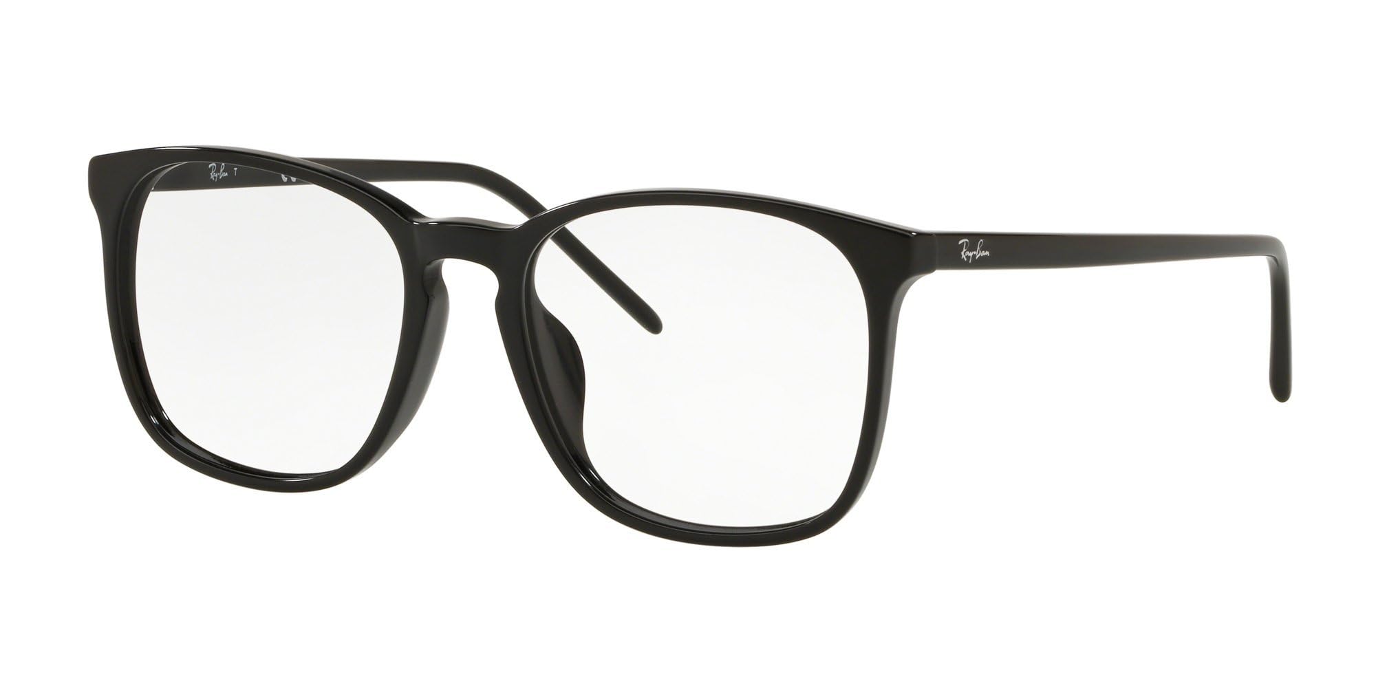 Ray-Ban RX5387F Low Bridge Fit Square Prescription Eyeglass Frames, Black/Demo Lens, 54 mm