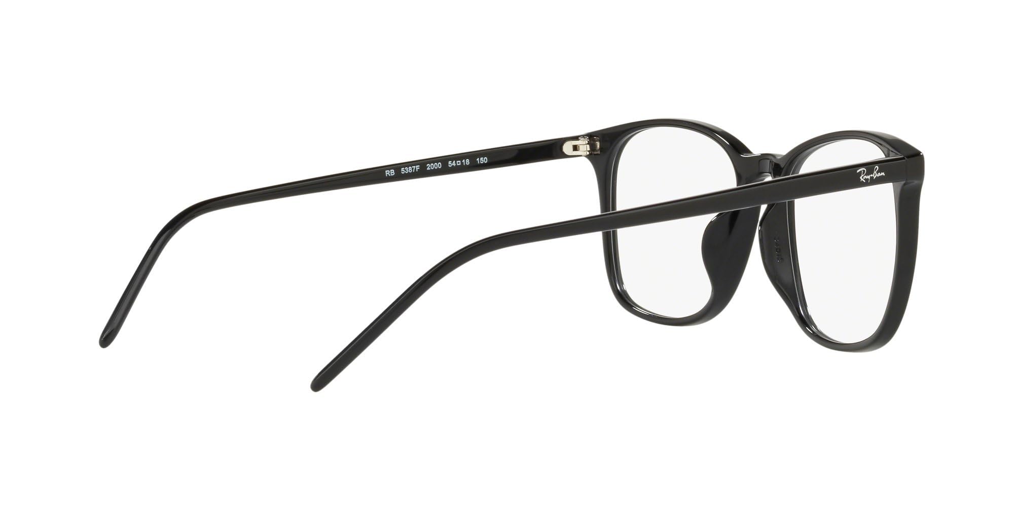 Ray-Ban RX5387F Low Bridge Fit Square Prescription Eyeglass Frames, Black/Demo Lens, 54 mm