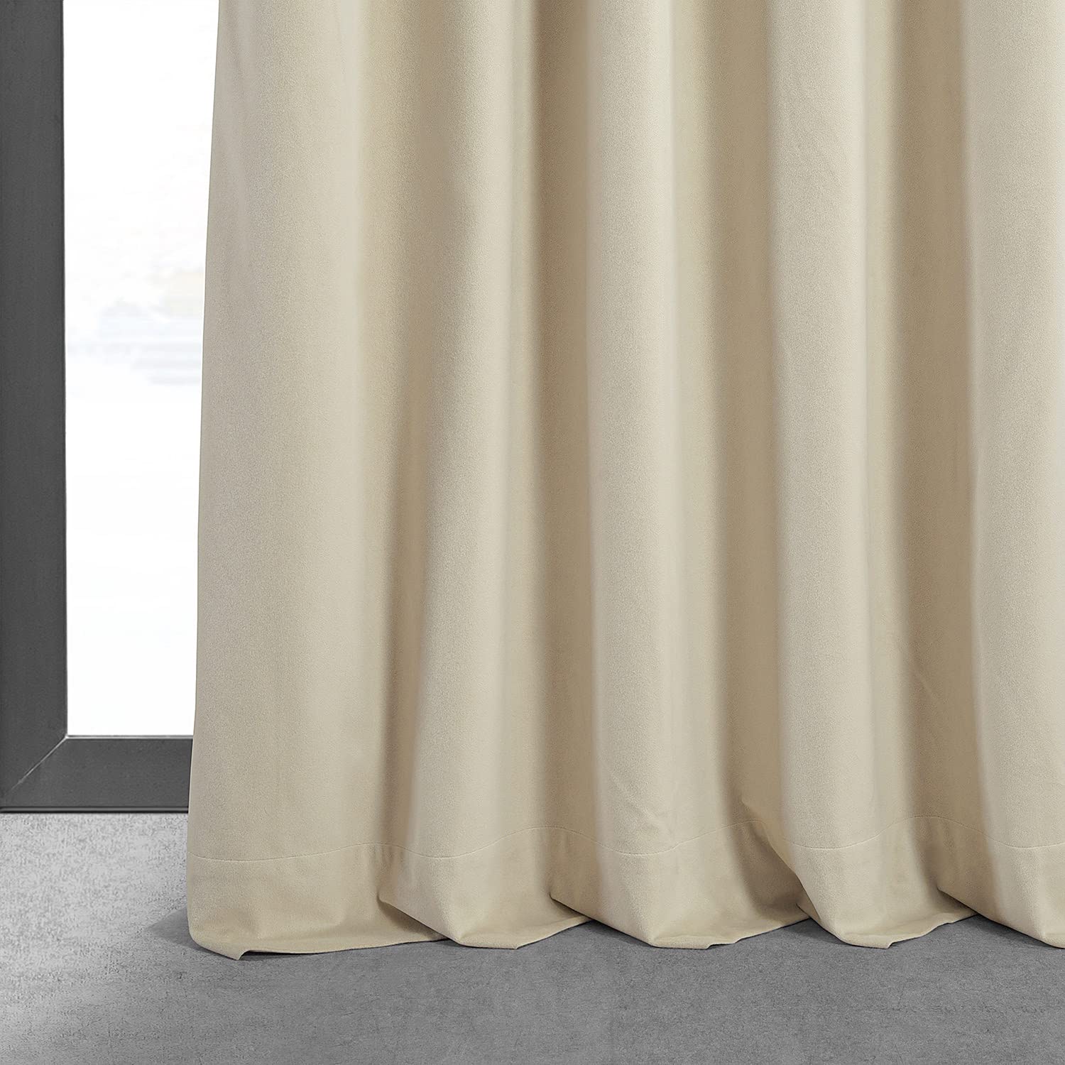 HPD Half Price Drapes Signature Velvet Thermal Blackout Curtains for Living Room 84 Inch Long (1 Panel) Rod Pocket Insulated Blackout Curtains for Bedroom Window Curtains, 50W x 84L, Neutral Ground