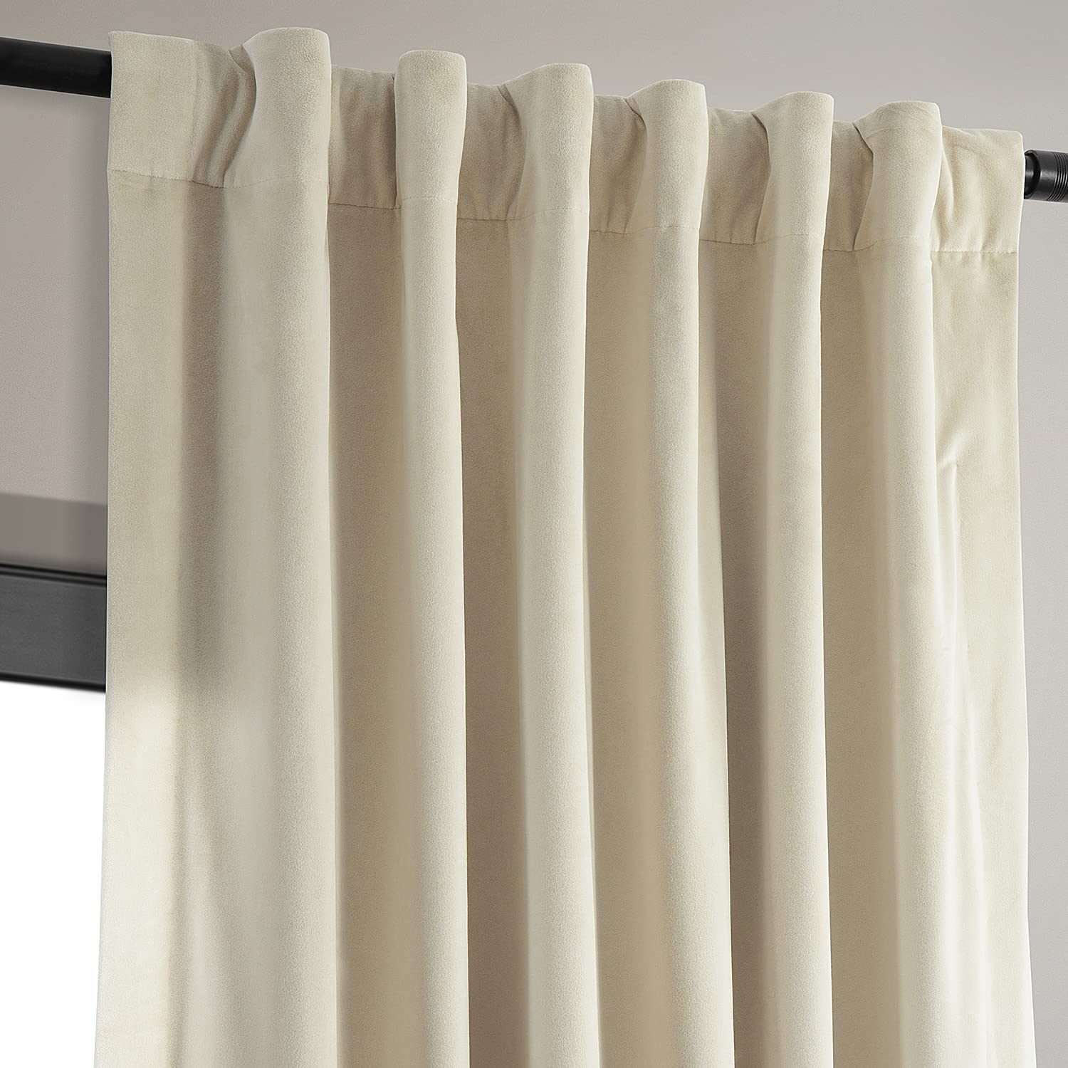 HPD Half Price Drapes Signature Velvet Thermal Blackout Curtains for Living Room 84 Inch Long (1 Panel) Rod Pocket Insulated Blackout Curtains for Bedroom Window Curtains, 50W x 84L, Neutral Ground