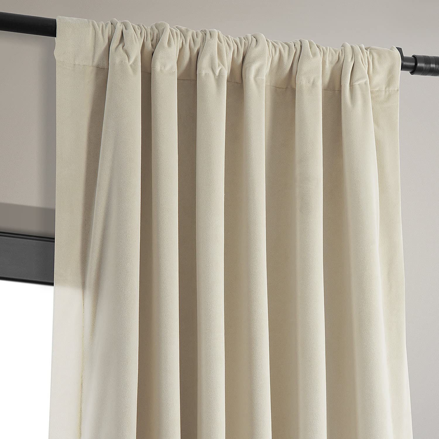 HPD Half Price Drapes Signature Velvet Thermal Blackout Curtains for Living Room 84 Inch Long (1 Panel) Rod Pocket Insulated Blackout Curtains for Bedroom Window Curtains, 50W x 84L, Neutral Ground