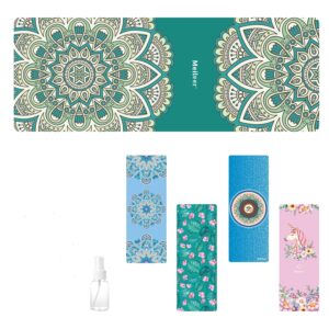 meileer yoga mat |travel yoga mat| foldable lightweight anti-slip quick dry luxurious yoga mat/towel|1mm thick|spray bottle included (mystical mandala)