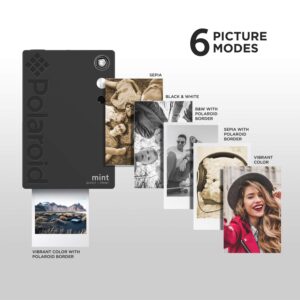 Zink Polaroid Mint Instant Print Digital Camera (Black), Prints on Zink 2x3 Sticky-Backed Photo Paper