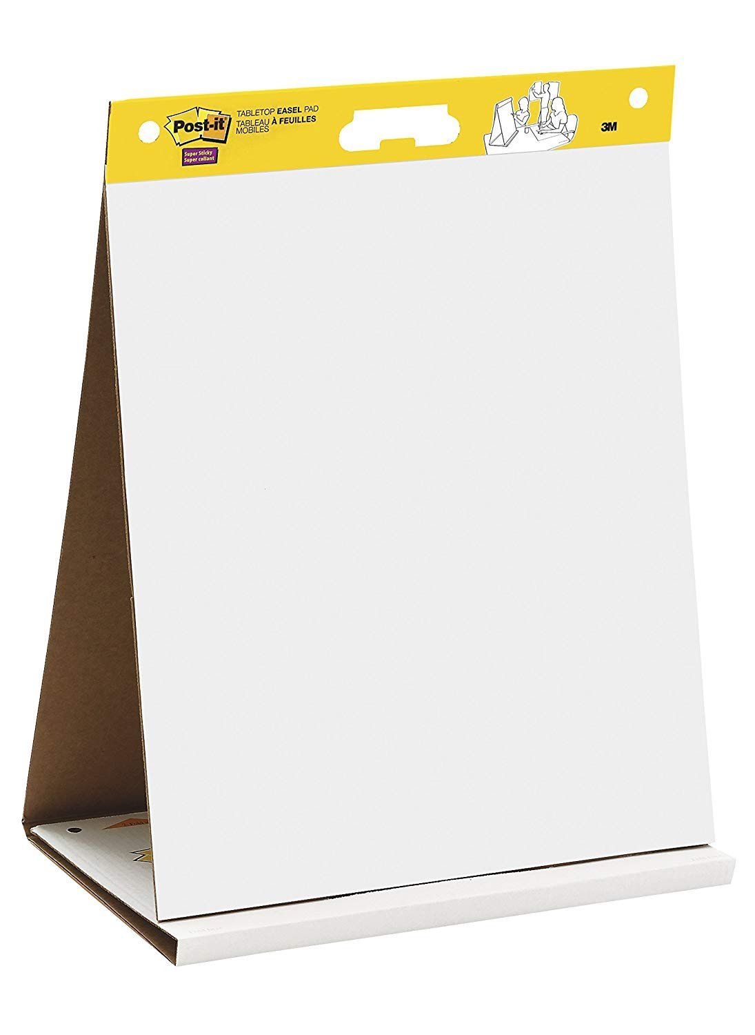 Post-it Super Sticky Tabletop Easel Pad, 20 x 23 inches, 20 Sheets/Pad, 1 Pad (563 DE), Portable White Premium Self Stick Flip Chart Paper, Dry Erase Panel, Built-in Easel Stand (Pack of 4)