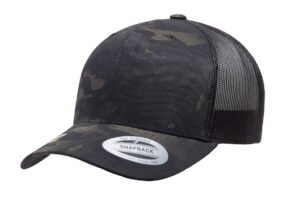 the hat pros | yp classics retro trucker cap structured classic yupoong snapback hat (multicam black)