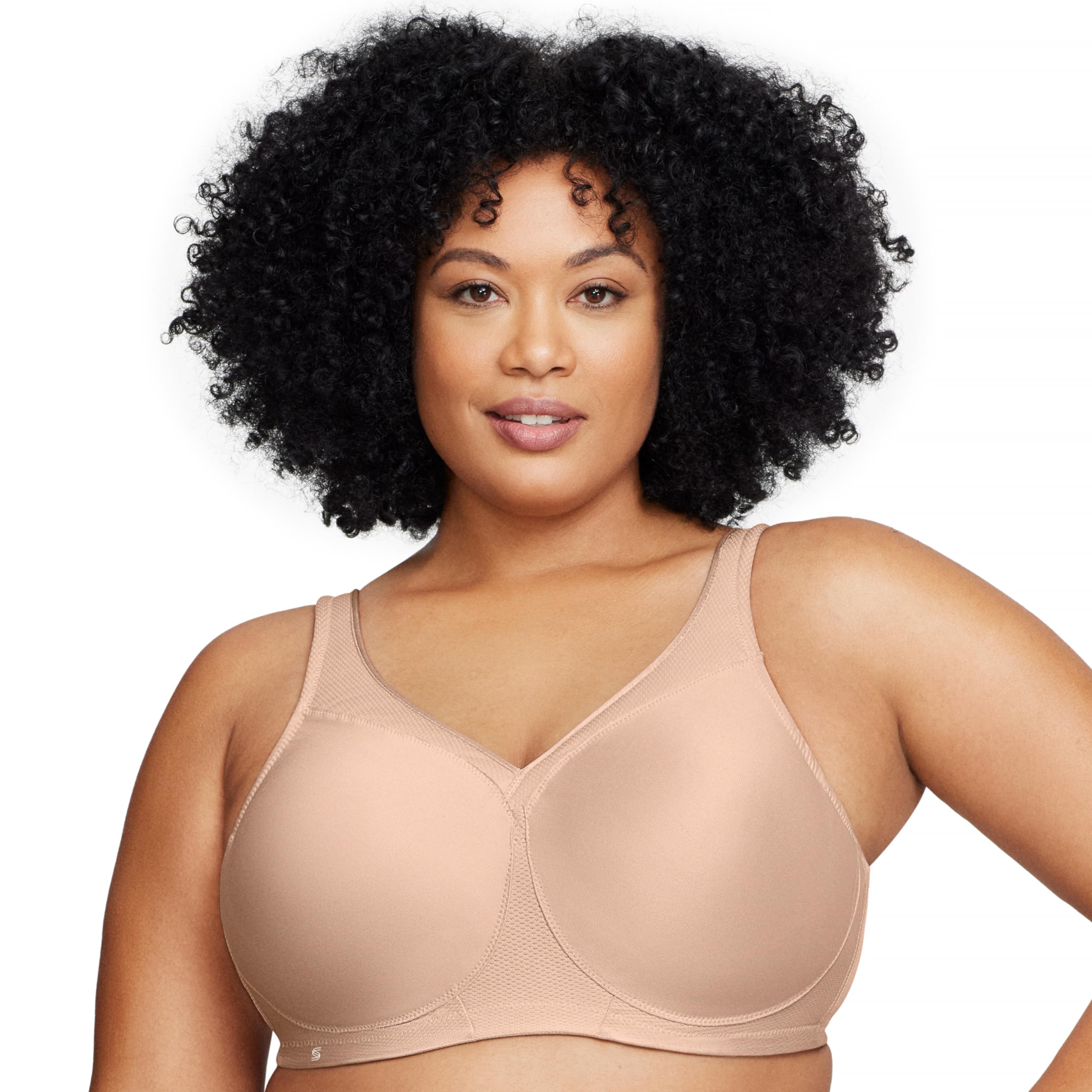 Glamorise Full Figure Plus Size MagicLift Seamless Sports Bra Wirefree #1006 Café