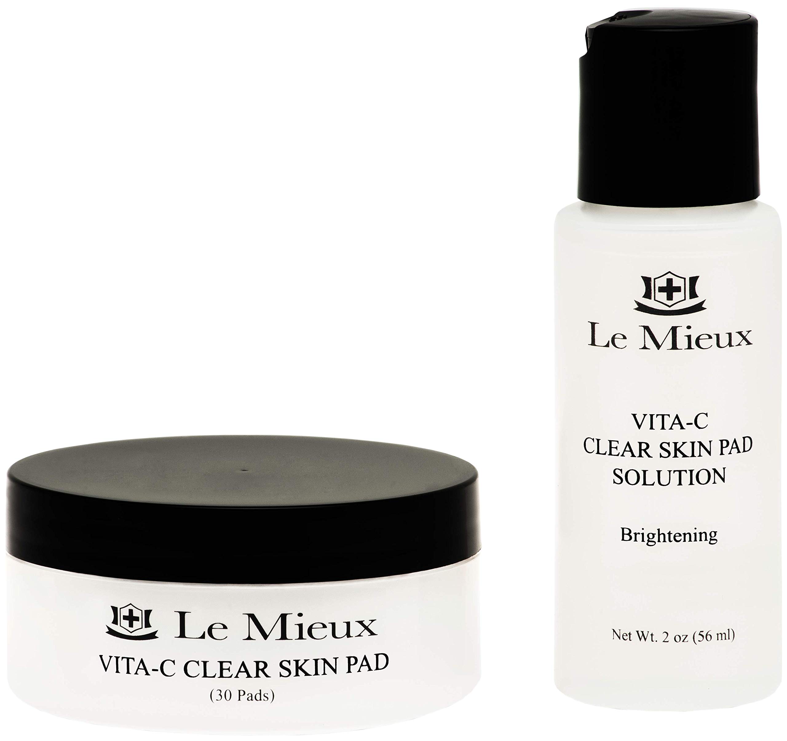 Le Mieux Vita-C Clear Skin Pad - Triple-Action Facial Exfoliant Pads with Glycolic Acid Pads & Antioxidant Vitamin C (2 oz / 30 pads)