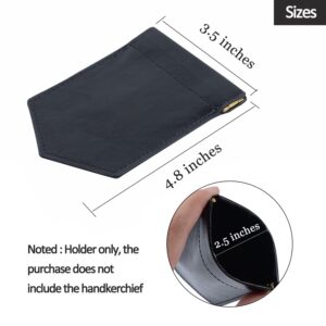 ONLVAN Pocket Square Holder Leather Slim Pocket Square Holder for Men's Suit Handkerchief Keeper (Holder Only)