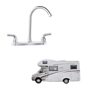 rv non-metallic kitchen faucet two handle-8" main body-high arch-360 swivel replace for motorhomes, travel trailers,campers (8"high arch)