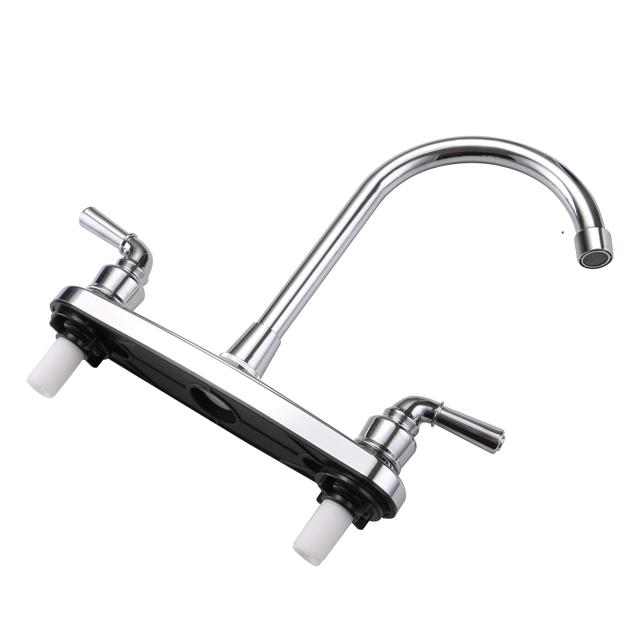 RV Non-metallic Kitchen Faucet Two Handle-8" Main Body-High Arch-360 Swivel Replace for Motorhomes, Travel Trailers,Campers (8"HIGH ARCH)