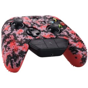 9CDeer 1 Piece of Studded Protective Customize Digital Camo Silicone Cover Skin Sleeve Case 8 Thumb Grips Analog Caps for Xbox One/S/X Controller Red Compatible with Official Stereo Headset Adapte