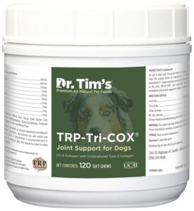 dr. tim's tri-cox joint mobility chews for chronic joint pain or joint injuries, 120 ct., green (tricox120)