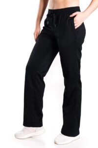 yogipace petite women's water resistant thermal fleece pants winter lounge running sweatpants with pockets,29",black,m