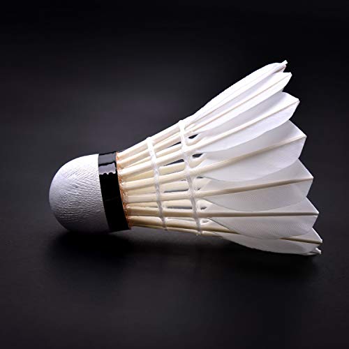 KEVENZ Goose Feather Badminton Shuttlecocks with Great Stability and Durability, High Speed Badminton Birdies,Pack of 12, White