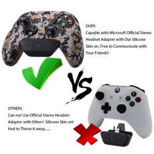 9CDeer 1 Piece of Studded Protective Customize Digital Camo Silicone Cover Skin Sleeve Case 8 Thumb Grips Analog Caps for Xbox One/S/X Controller Brown Compatible with Official Stereo Headset Adapte